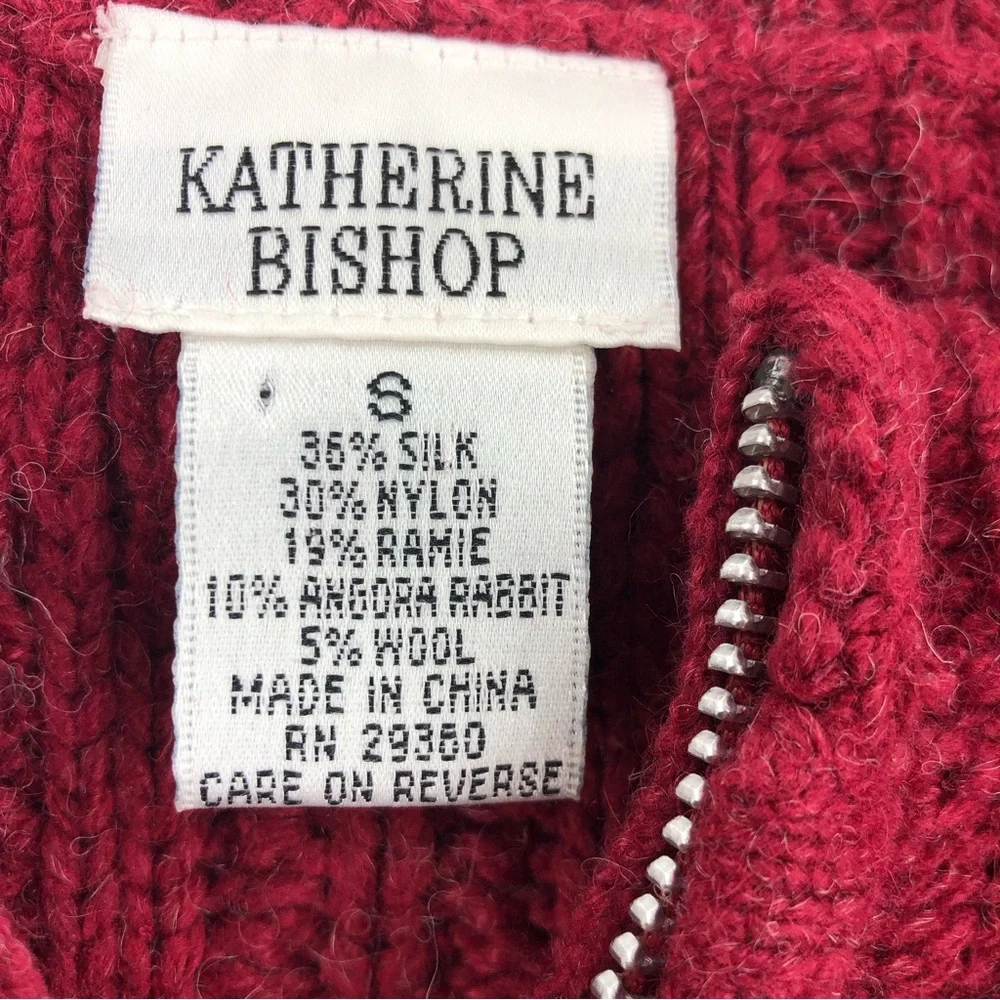 Katherine Bishop Cardigan Sweater Small Cable Knit Silk Angora Rabbit Wool Blend